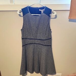 Derek Lam Black and White Houndstooth Dress With Leather Accents